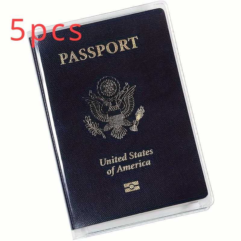 TEMU 5pcs Transparent Pvc Passport Protector Travel Id Holder Document Folder Passport Case Travel Accessory