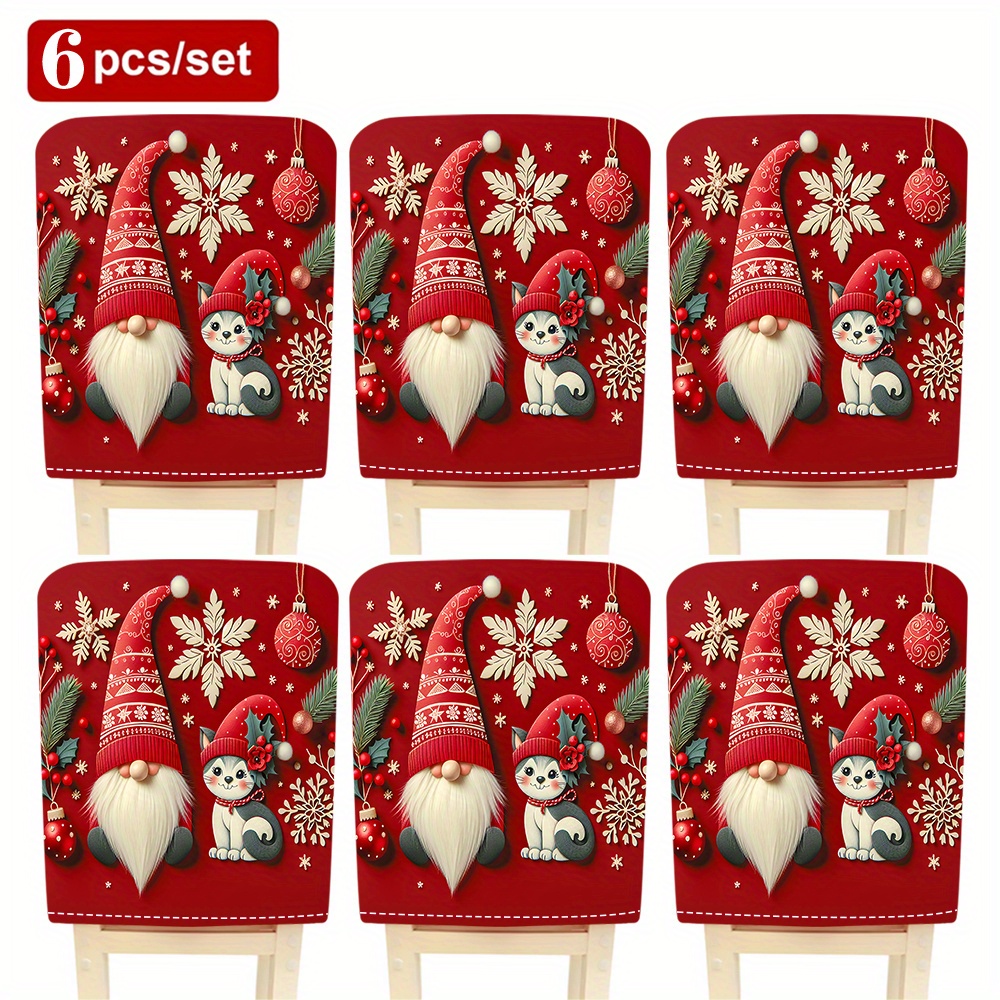 TEMU 2pcs/4pcs/6pcs/Éléments de Noël, Housses de Chaise de Salle à Manger Décoratives, Personnalisées, Toutes , Housses de Chaise Festive, pour