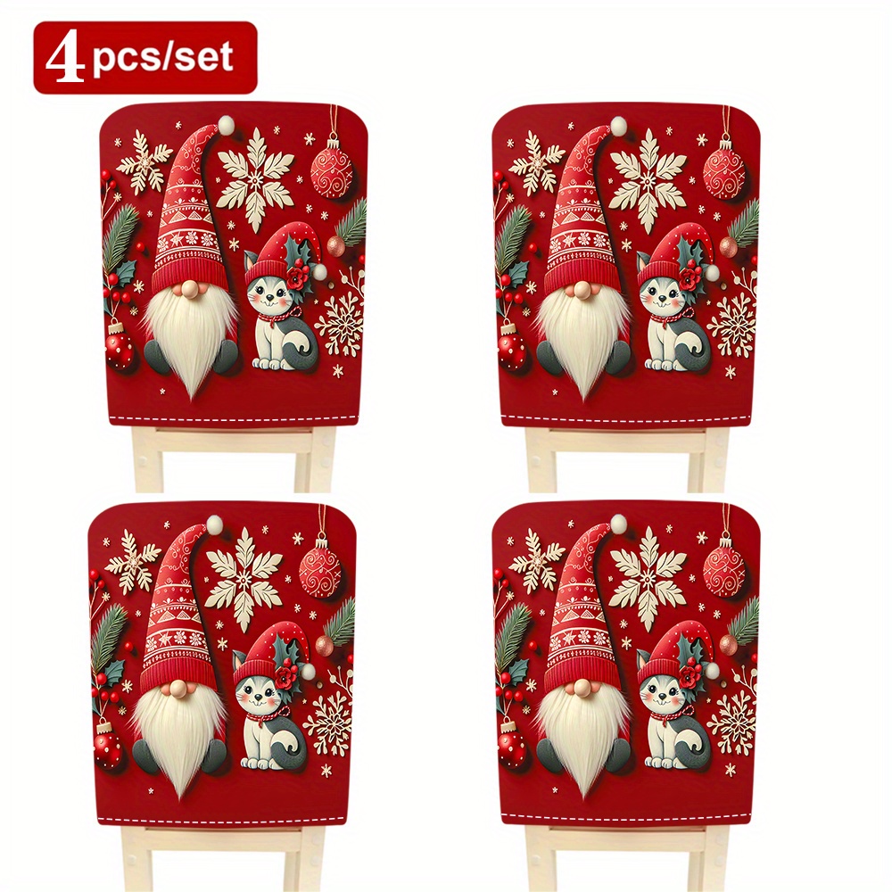 TEMU 2pcs/4pcs/6pcs/christmas Elements, Dining Chair Decorative Covers, Personalized, , Festive Atmosphere Chair Covers, For Restaurant Living Room