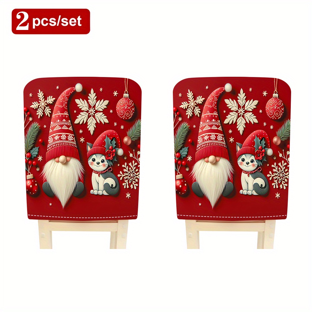Image of 2pcs/4pcs/6pcs/christmas Elements, Dining Chair Decorative Covers, Personalized, , Festive Atmosphere Chair Covers, For Restaurant Living Room Home Chair Protection