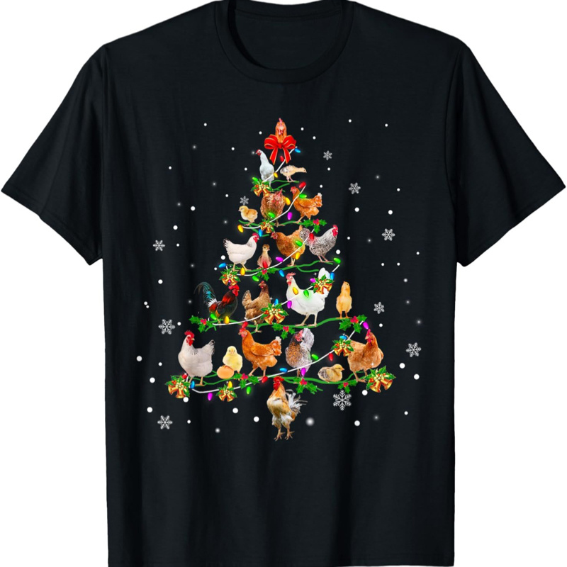 

Chicken Christmas Tree Ornament Decor T-shirt
