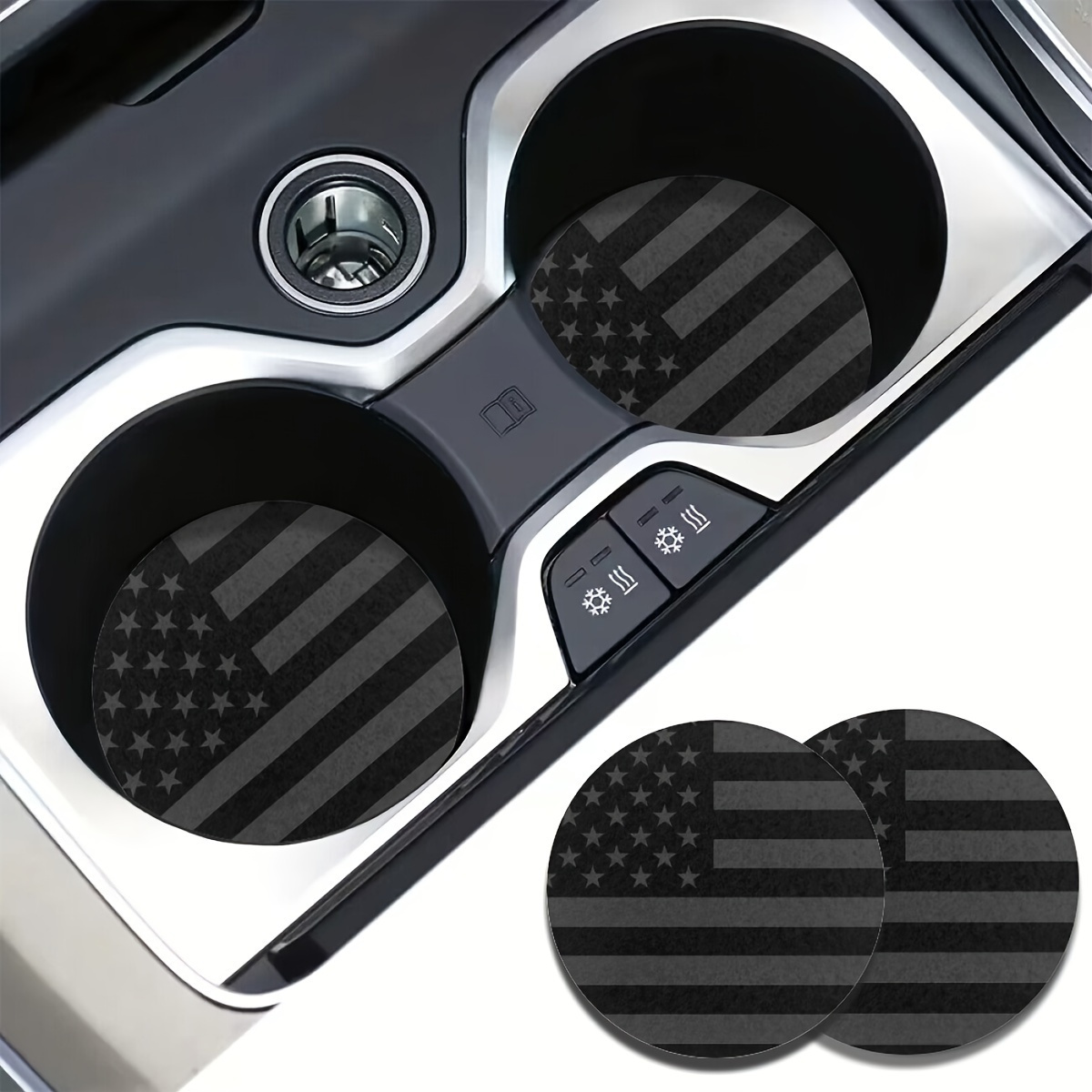 

2pcs Patriotic American Flag Car Cup Holder Coasters - , Absorbent & Easy To Clean - Vehicles & Home Use