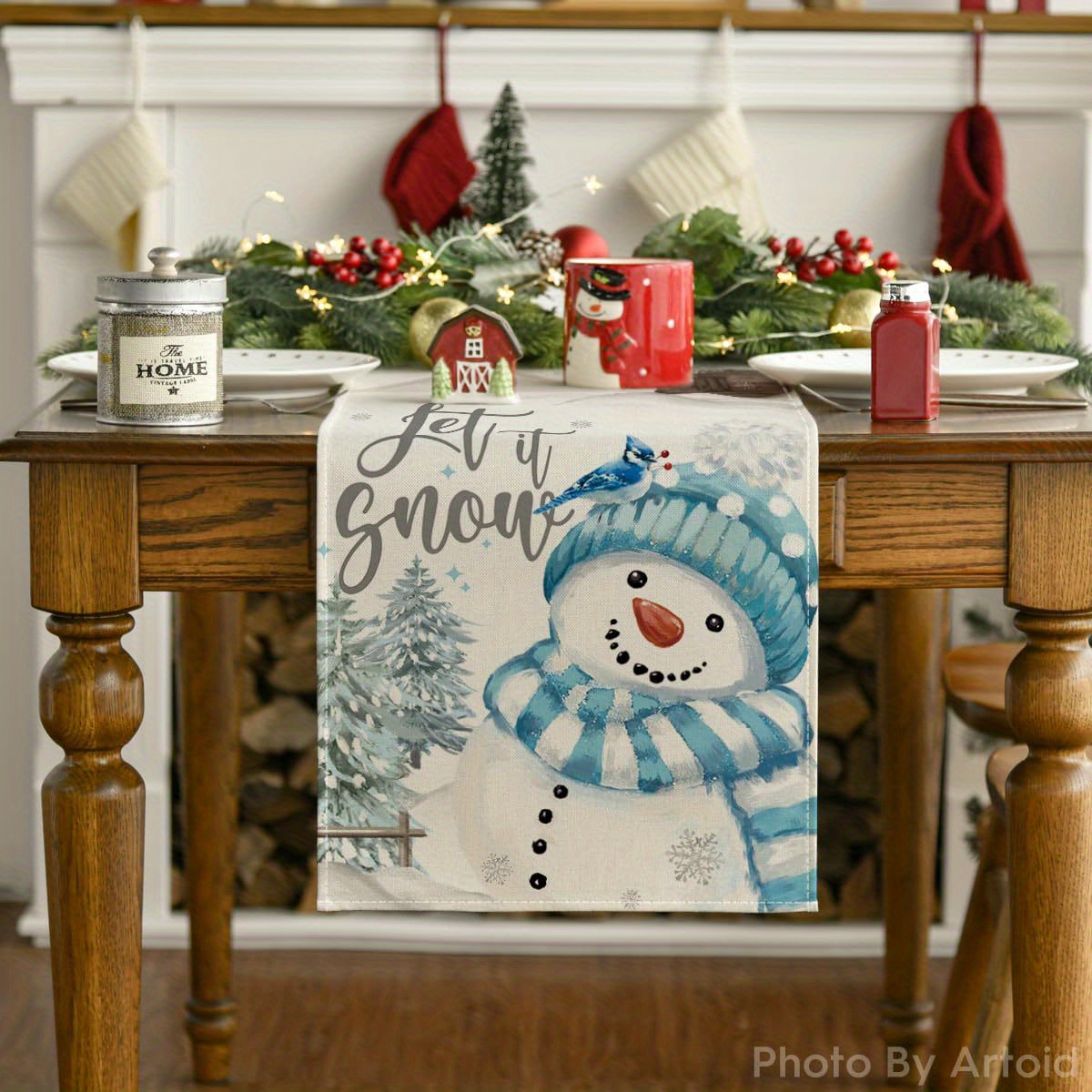 

Festive Christmas Table Runner: Blue Snowman Design, 183cm X 72in, Suitable For 2-4 Persons, Fits 36"x40" To 108"x274" Tables