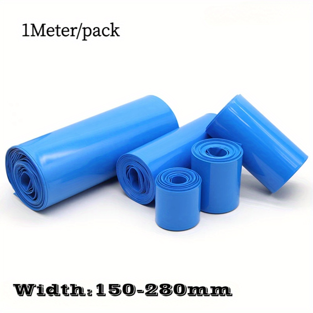 

1 Meter Blue Pvc Tube Wrap For 18650 Batteries - 150-280mm Width, Insulated & Dustproof Cable Sleeve, Acid/ Proof, Ideal For Electronics & Battery Protection, Wire Connectors