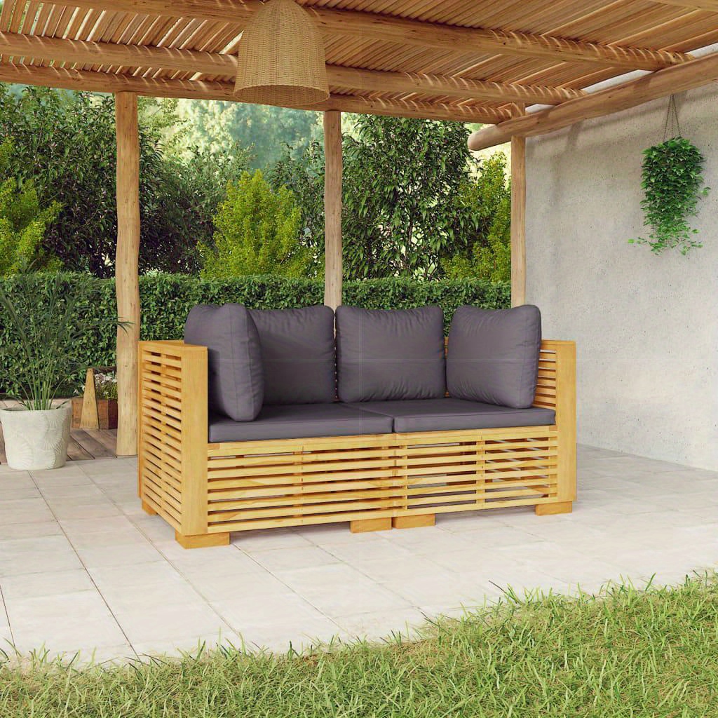 Teak Sofa Set With Cushions - Slatted Design Outdoor Furniture For