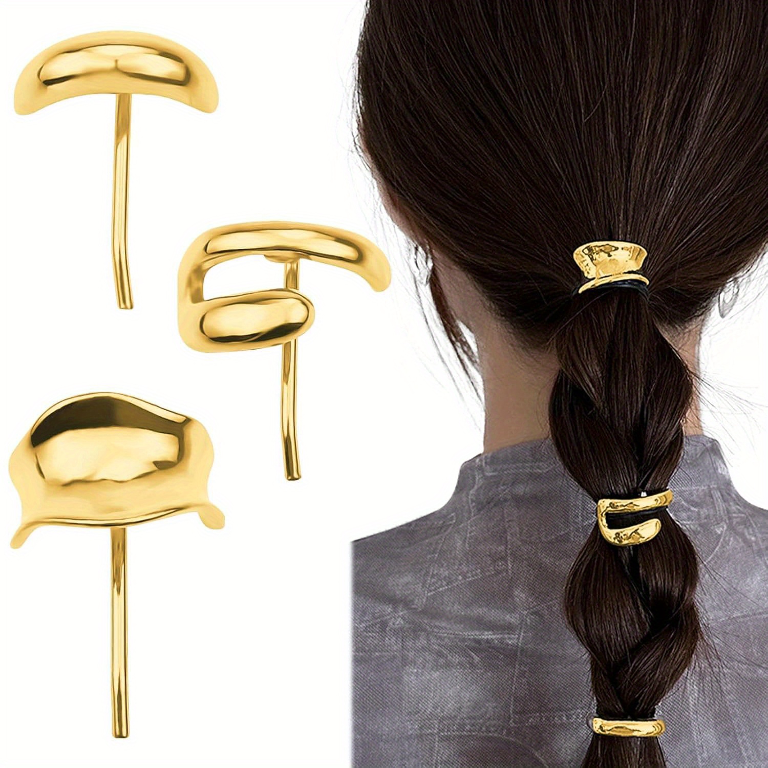 

Hold, 3pcs Ponytail - 1" Metal For Ponytails, Barrettes, Accessories For Women