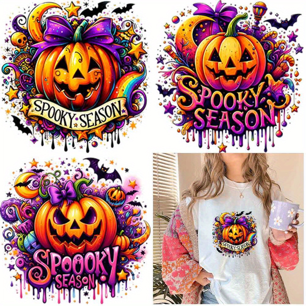 

Heat Transfer Vinyl - 3 Pack Spooky Season Iron On Patches - Decal Designs For Diy T-shirts, Clothing, Hats, Pillows, And Backpacks - Durable And Easy-to-apply Craft Transfers