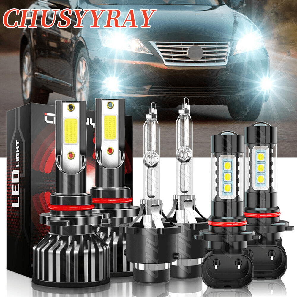 

6pcs Led Headlight Bulbs +fog Light Bulbs Combo 9005+d2s+9145 2007-2012 High+low Beam Bulbs Fog Light Bulbs 6000k 24000lm