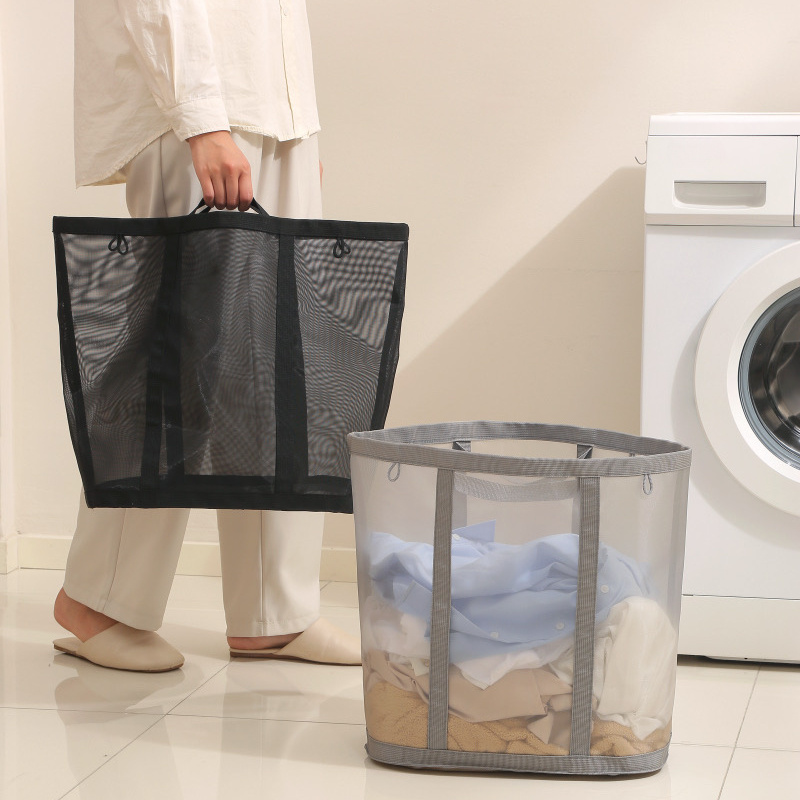 2 Pop-Up Mesh Laundry Baskets – Collapsible Hamper In Pink & Yellow, Perfect For Travel
