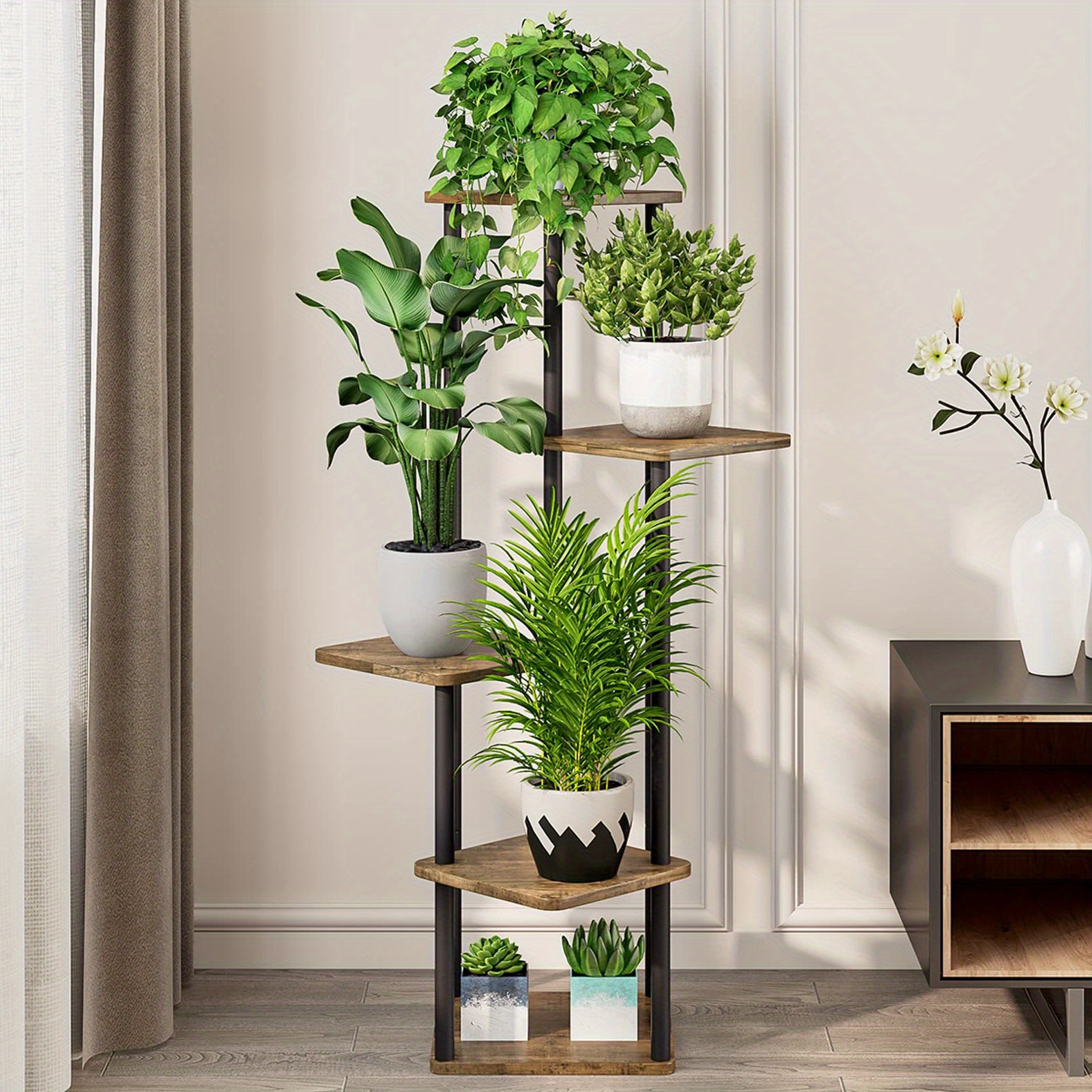 

Plant Stand 5 Tier Indoor Metal Flower Shelf For Multiple Plants Corner Tall Flower Holders For Patio Room Balcony Bedroom