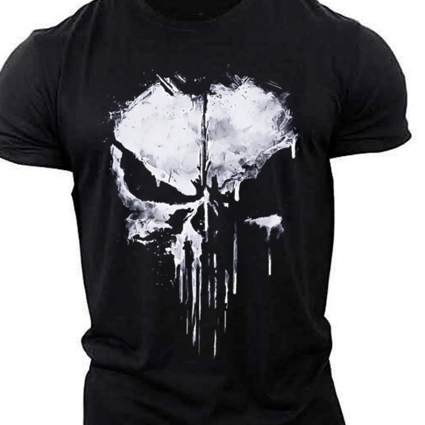 

Skeleton Printed T-shirt, Outdoor Short Sleeved Sportswear, Thin And Breathable, Lightweight Fitness Suit