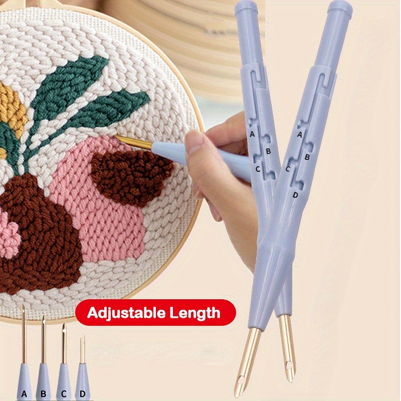 

1pc Deluxe Punch Needle Embroidery Pen, Embroidery & Stitching Tool, Adjustable Control, Blue, For Diy Craft For Beginners & Pros