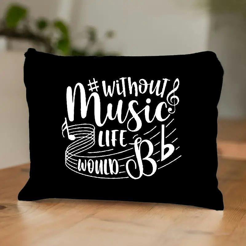 

Music Lover's Canvas Makeup Bag: Lightweight, Zippered, And Handwashable