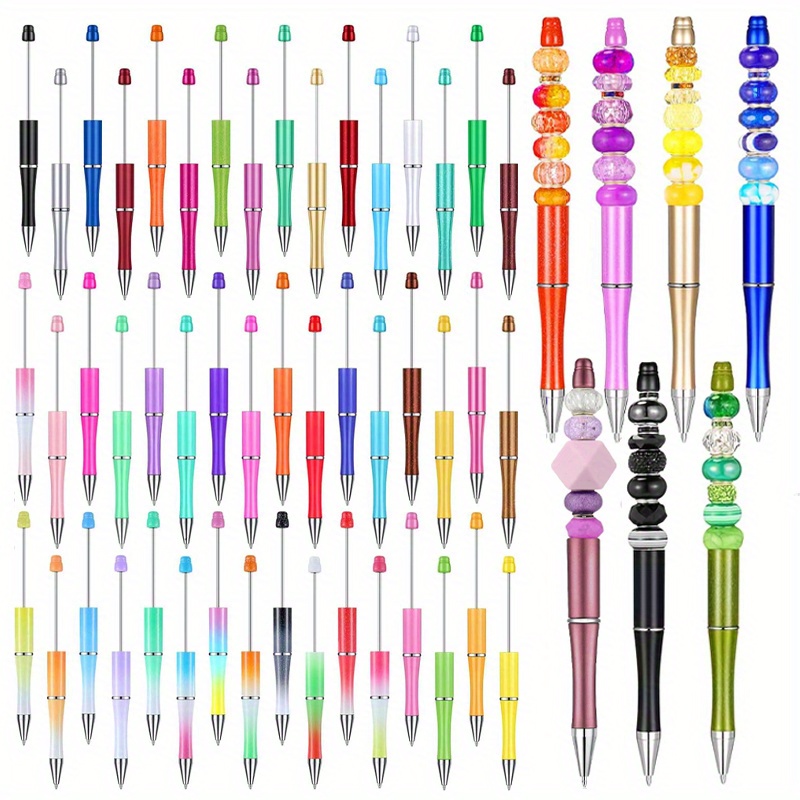 

50 Plastic Beadable Ballpoint Diy Pen Set For & Christmas