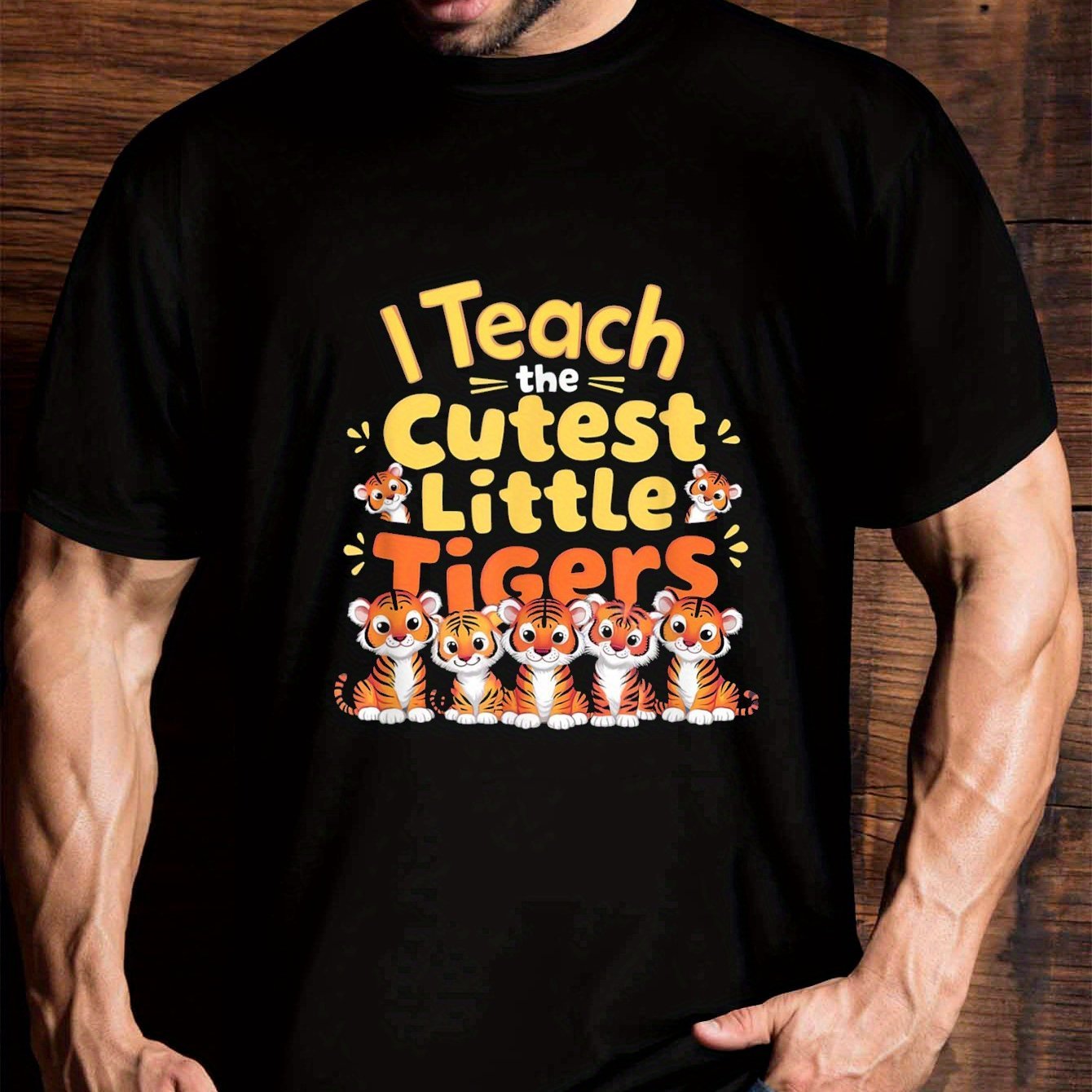 

I Teach The Cutest Little Tiger Cute Back-to-school Teacher Student T-shirt, Unisex Adult Graphic Back-to-school Gift T-shirt, Black Short Sleeve Novelty T-shirt Classic Fit, Crew Neck, T-shirt