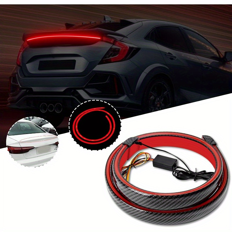 

51 Inch Universal Car - Carbon Fiber Rear Wing Splitter With Led Light Strip, External Rear Roof Accessory, Decorative And Aggressive Car Styling - , ,