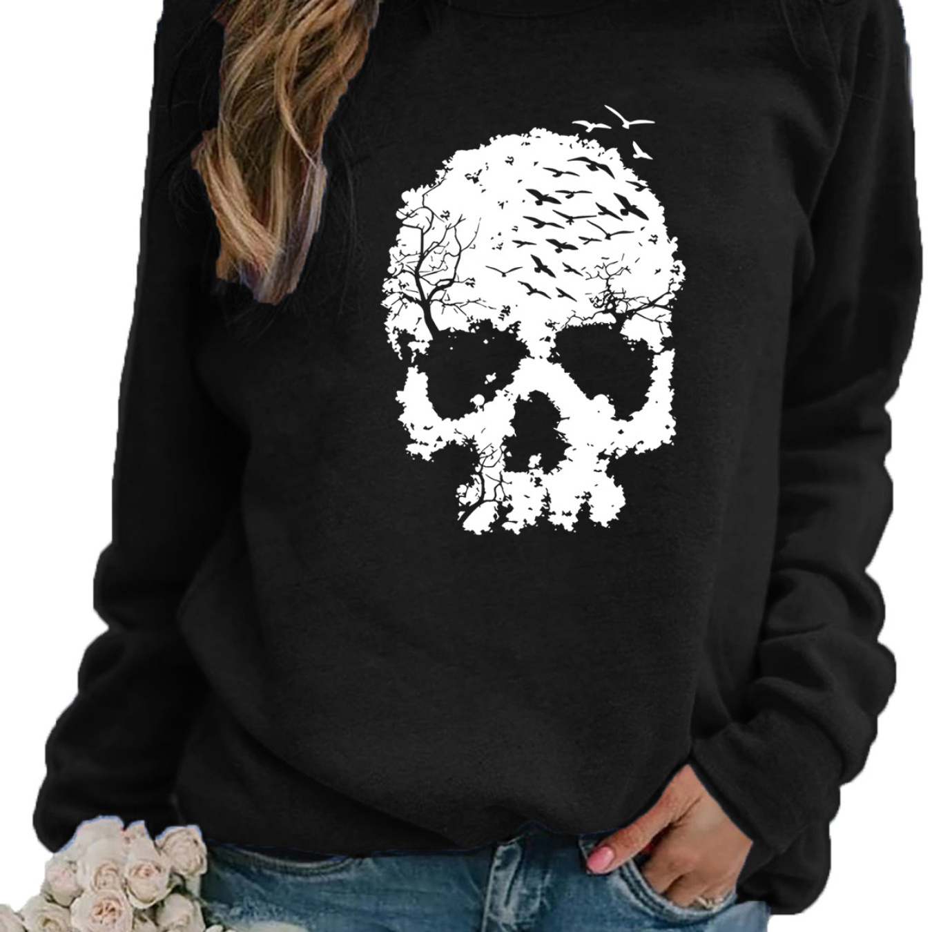 

1pc 's Halloween Sweatshirt - , Regular Size, Halloween Pattern, / , Long , , Washable, For And , Fashionable Ladies