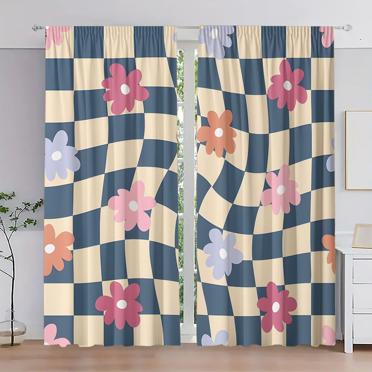 

2pcs Hd & Curtains - , Rod For , , Decor - Polyester,