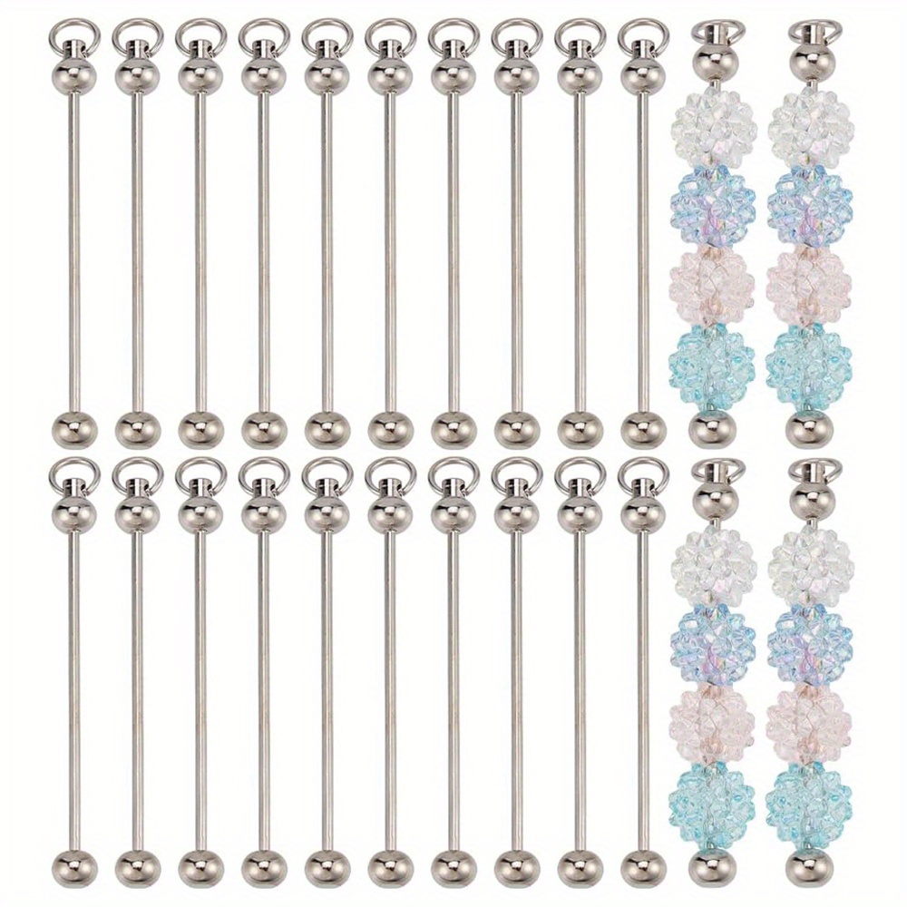 

20 Pieces Silvery Beadable Keychain Bars Bulk Metal Beaded Blank Keychain Bars For Jewelry Making Charms Diy Beading Key Chains Craft Supplies