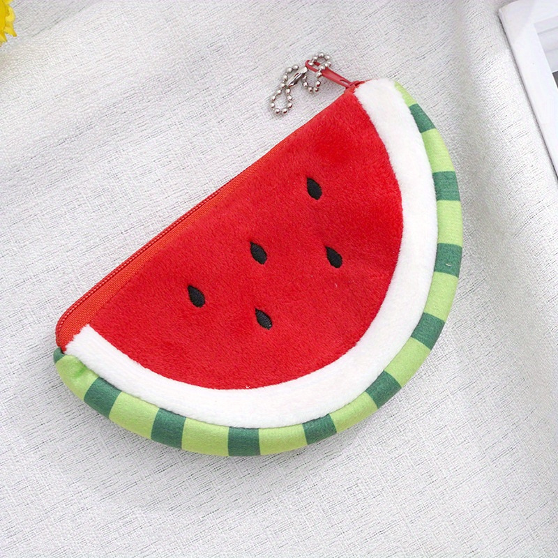 Image of Cartoon Fruit Plush Coin Purse - Fabric Money Clip, Back To School, Christmas Gift