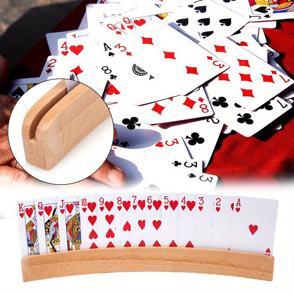 

Wooden Playing Card Holder Rail - Rack With Curved Design For Easy Card Display And Hands-