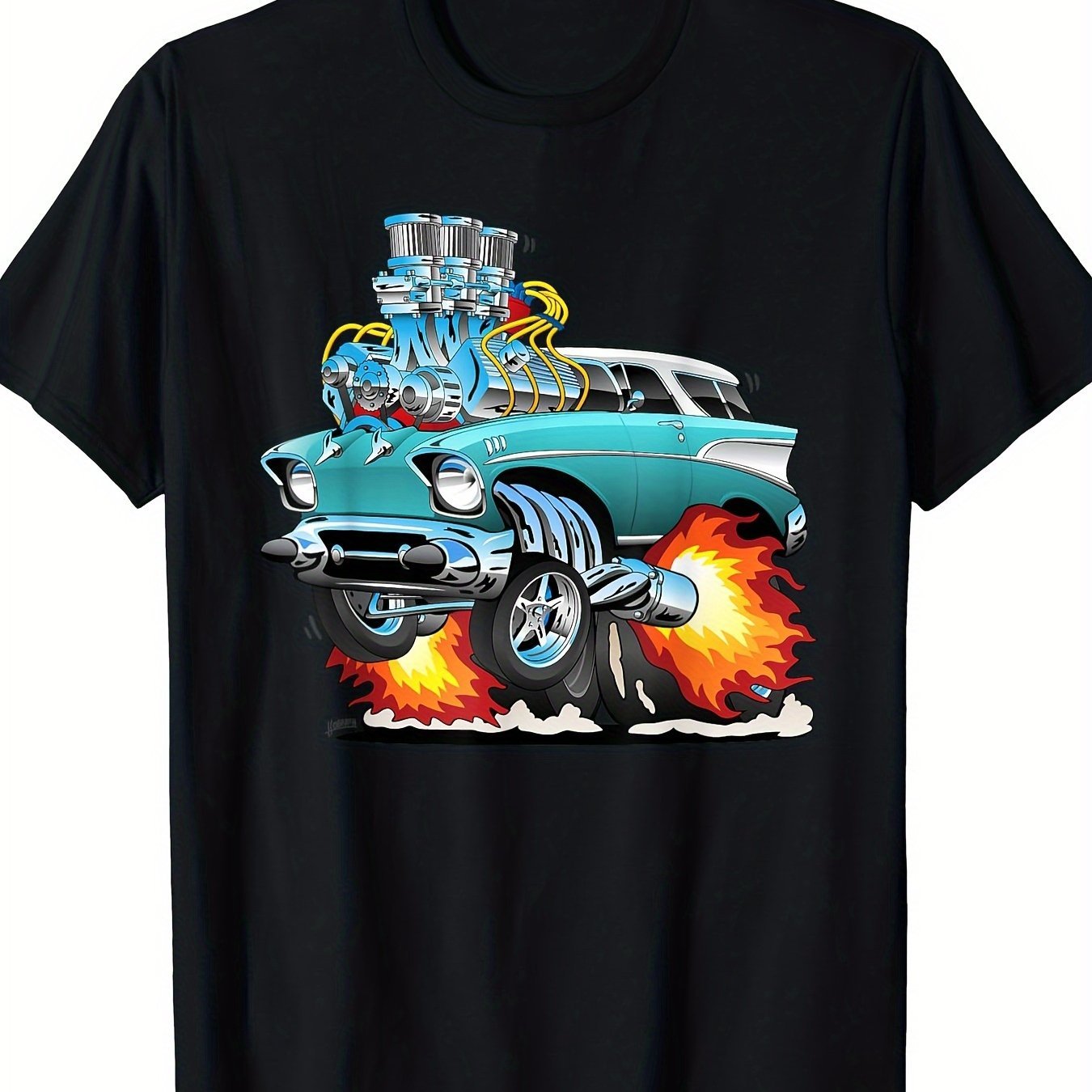 

Fun'50s Style Muscle Car Hot Rod Cartoon T-shirt, Men's T-shirt, 220g