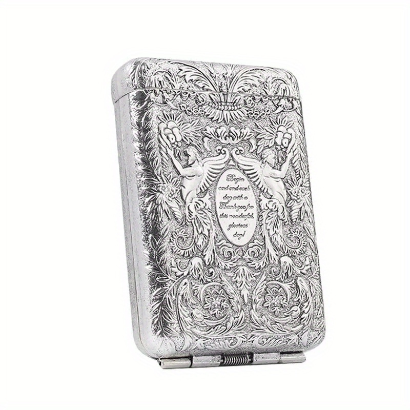 1pc Vintage Three-open Cigarette Box * * 14pcs Of Metal Thick Cigarette  Clip Creative Engraving Portable Anti-pressure Case, Storage Bins for *