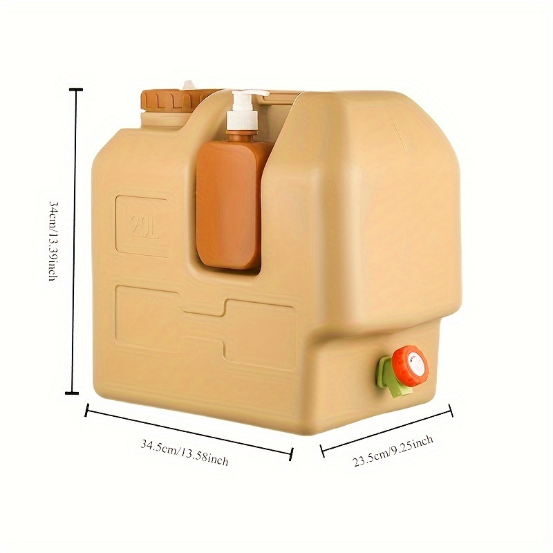 5.28gal Portable Water Storage Container with Faucet, PE Material, Hand Sanitizer Dispenser Bottle for Outdoor Camping, Drinking Water Carrier Jug