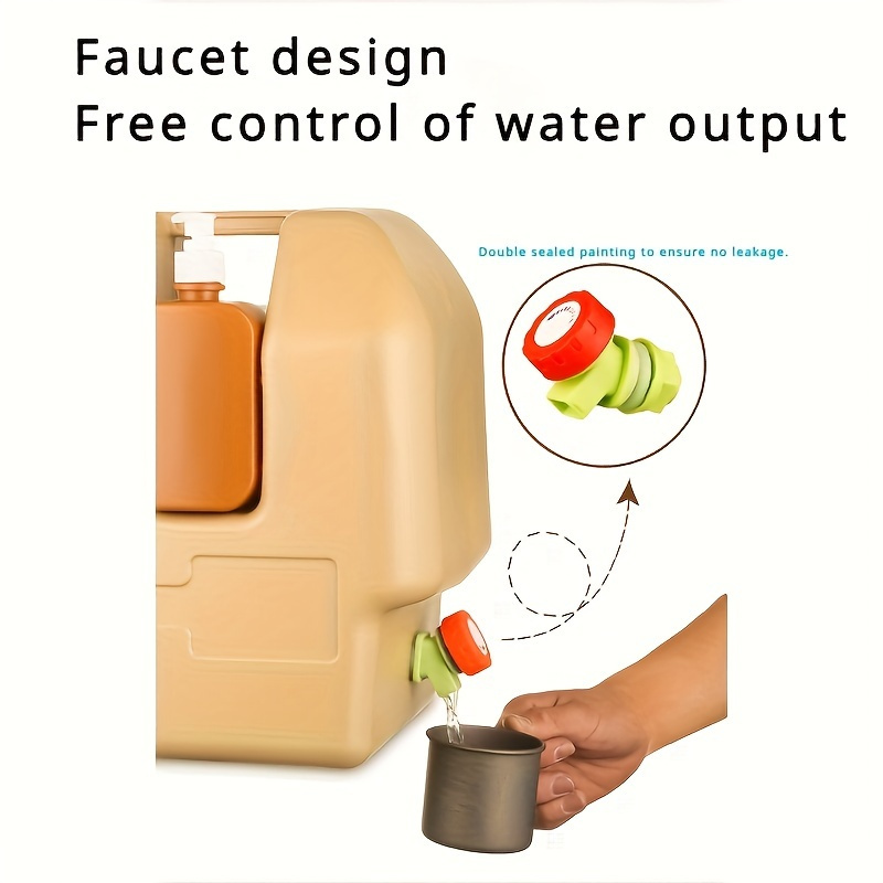 5.28gal Portable Water Storage Container with Faucet, PE Material, Hand Sanitizer Dispenser Bottle for Outdoor Camping, Drinking Water Carrier Jug