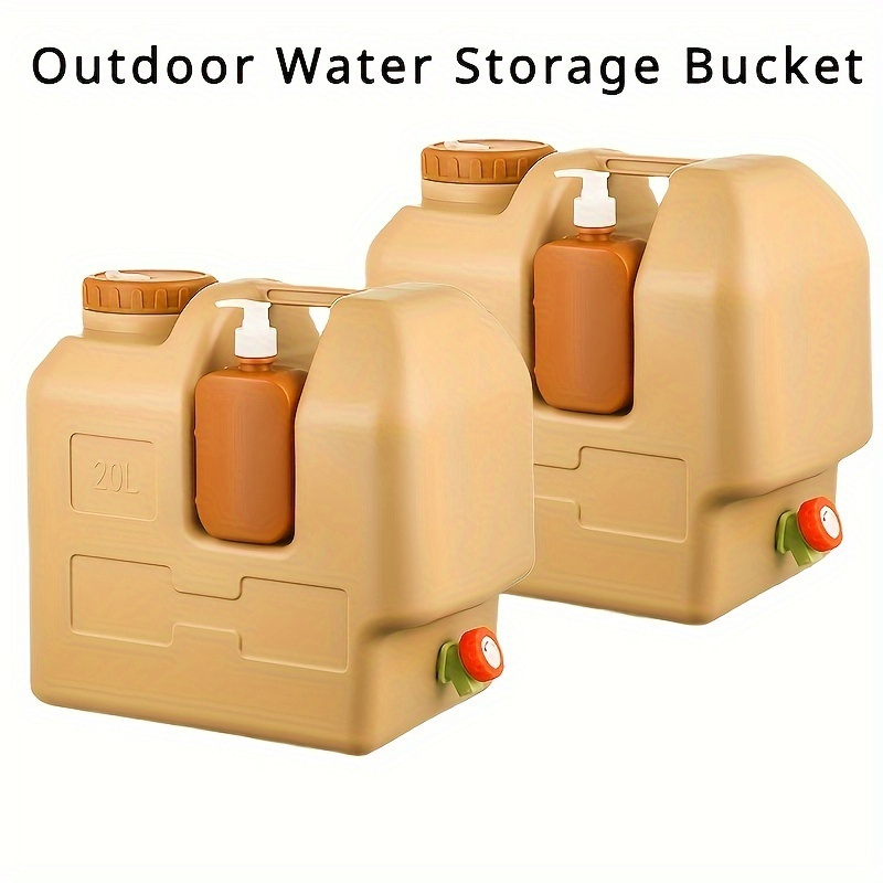 5.28gal Portable Water Storage Container with Faucet, PE Material, Hand Sanitizer Dispenser Bottle for Outdoor Camping, Drinking Water Carrier Jug