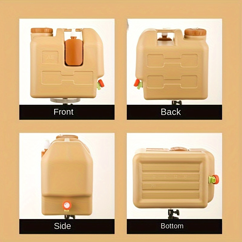 5.28gal Portable Water Storage Container with Faucet, PE Material, Hand Sanitizer Dispenser Bottle for Outdoor Camping, Drinking Water Carrier Jug