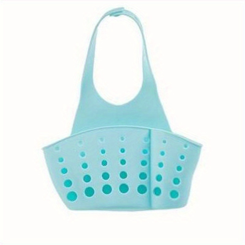 1pc solid color simple silicone sink openwork cutlery rag brush pvc drain storage basket button removable details 6