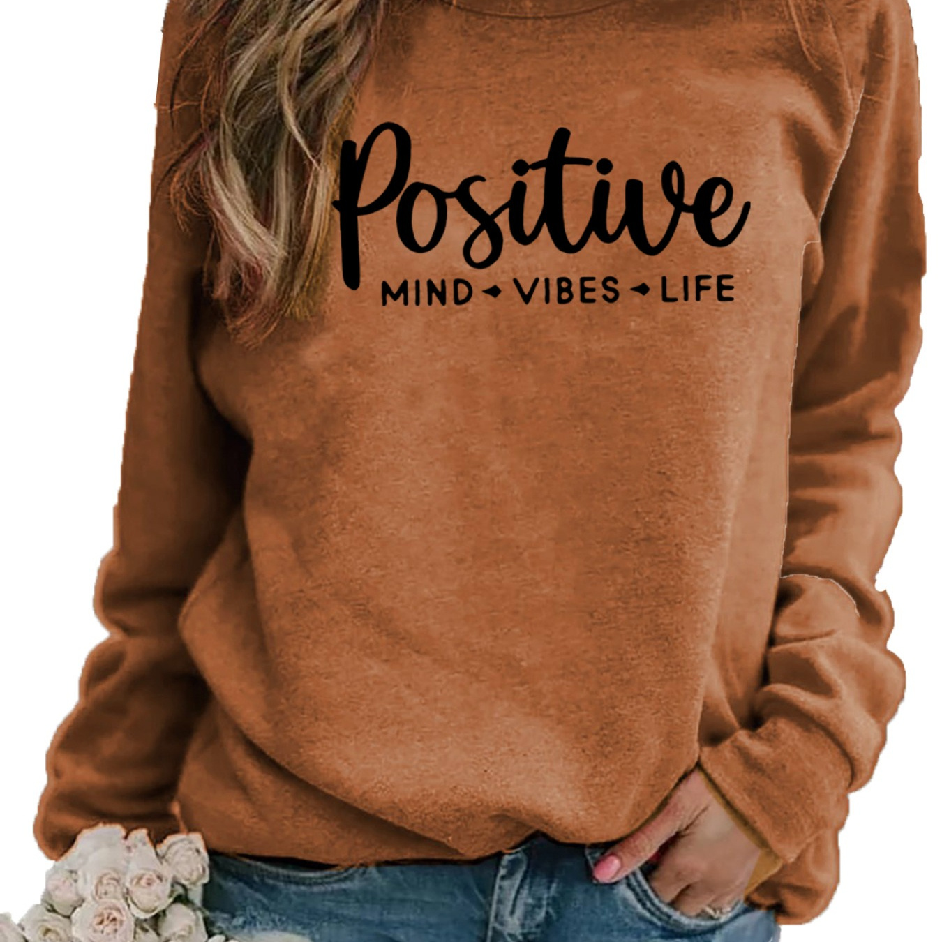 

Letter Print Pullover Sweatshirt, Casual Long Sleeve Crew Neck Sweatshirt For Fall & Winter, Women's Clothing