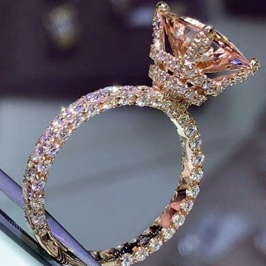 TEMU Luxurious And Elegant Engagement Ring For Women, Featuring A Golden Setting With Imitation Zirconia, Perfect For Engagement, Wedding, Banquet, Valentine's Day, Or Birthday Gift.