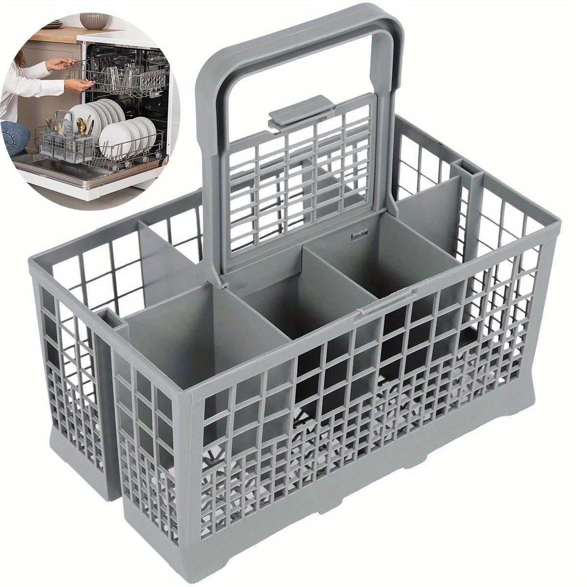 

Universal Plastic Dishwasher Basket With Foldable Cutlery Holder - Multifunctional Knife And Fork Storage Accessory For Dishwasher