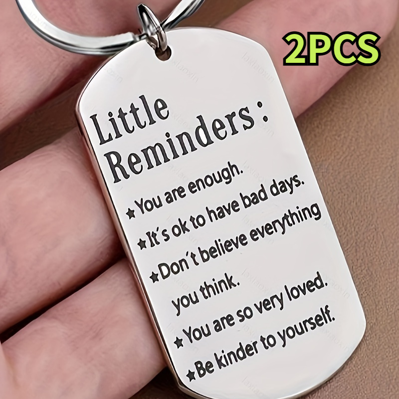 TEMU 2pcs Stainless Steel Keychain - Engraved Inspirational Quotes For - Perfect Personalized Birthday & Christmas Gift For Son, Daughter, Best Friend