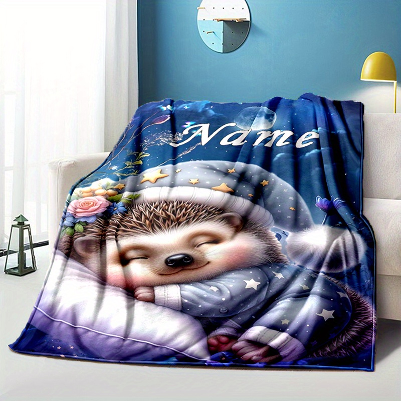 

Couverture en peluche de hérisson personnalisable : douce, chaude et durable pour lit, canapé ou pique-nique - Parfaite pour Noël, ou toute saison