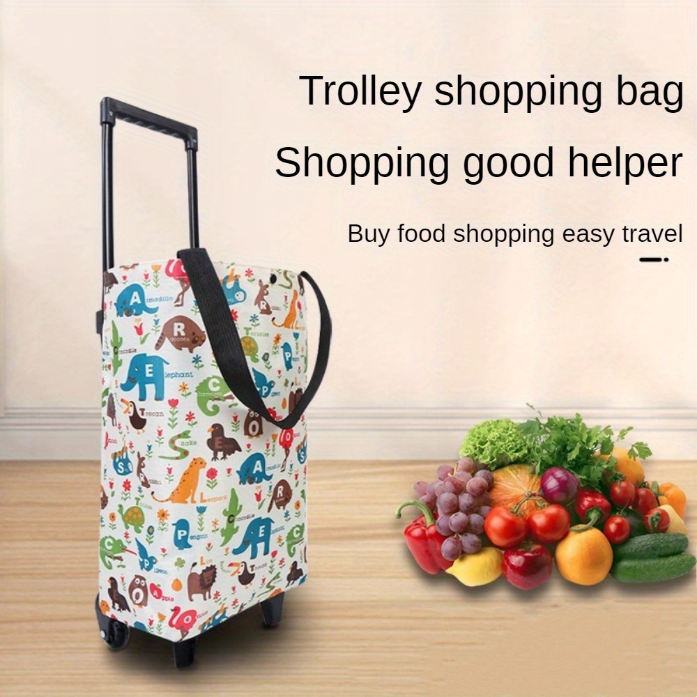 

Collapsible Trolley Shopping Cart With Wheels, Waterproof Plastic Grocery Bag, Portable Foldable Climbing Shopping Trolley, Extendable Handle, Lightweight Travel Bag For Shopping