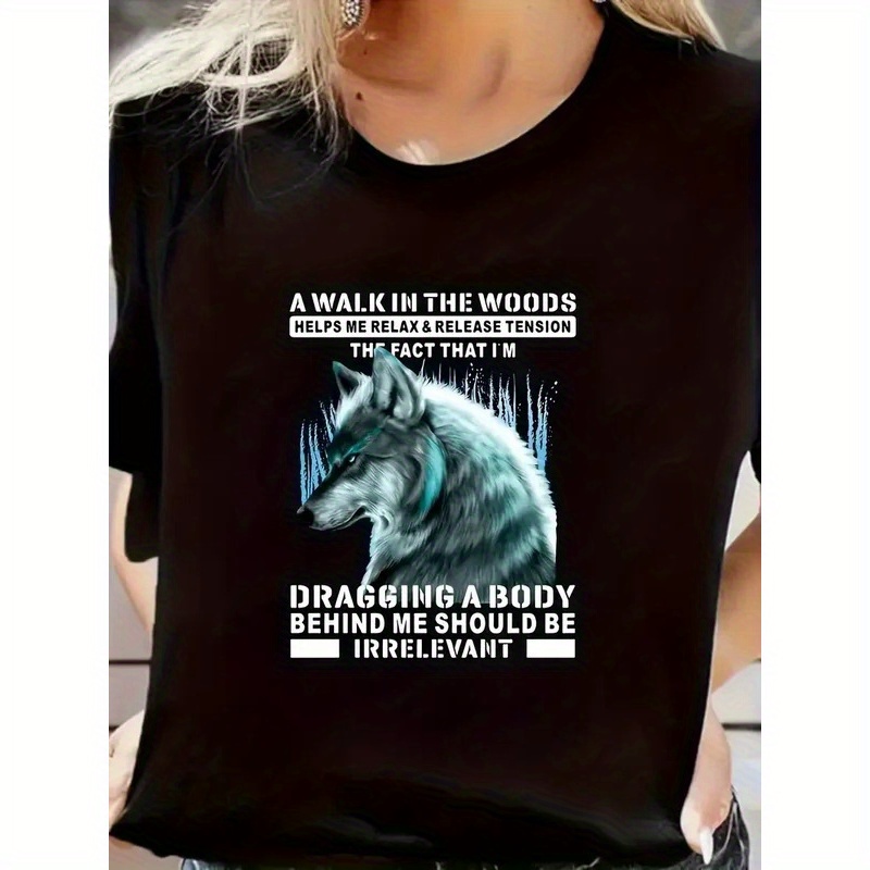 

Wolf Graphic Causal Short Sleevestop Round Neck T-shirt Short Sleeve Fashion Summer 2024 New