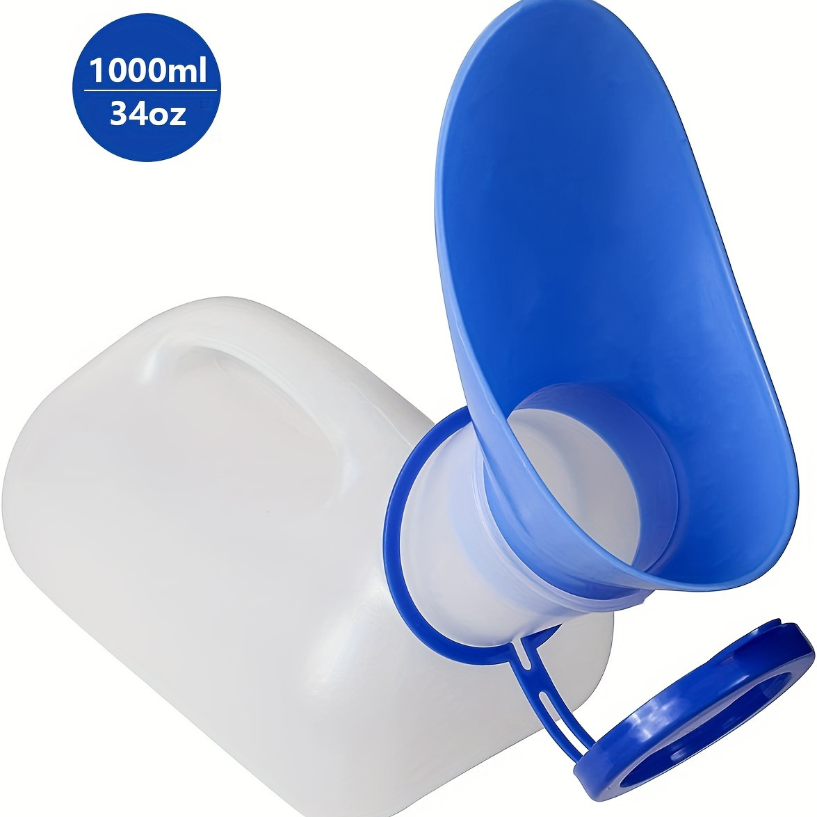 

Portable Pee Bottle With Lid And Funnel - Unisex Urinal For Men And Women, Ideal For Elderly, Patients, Camping, And Outdoor Travel - 1000ml/34oz Capacity