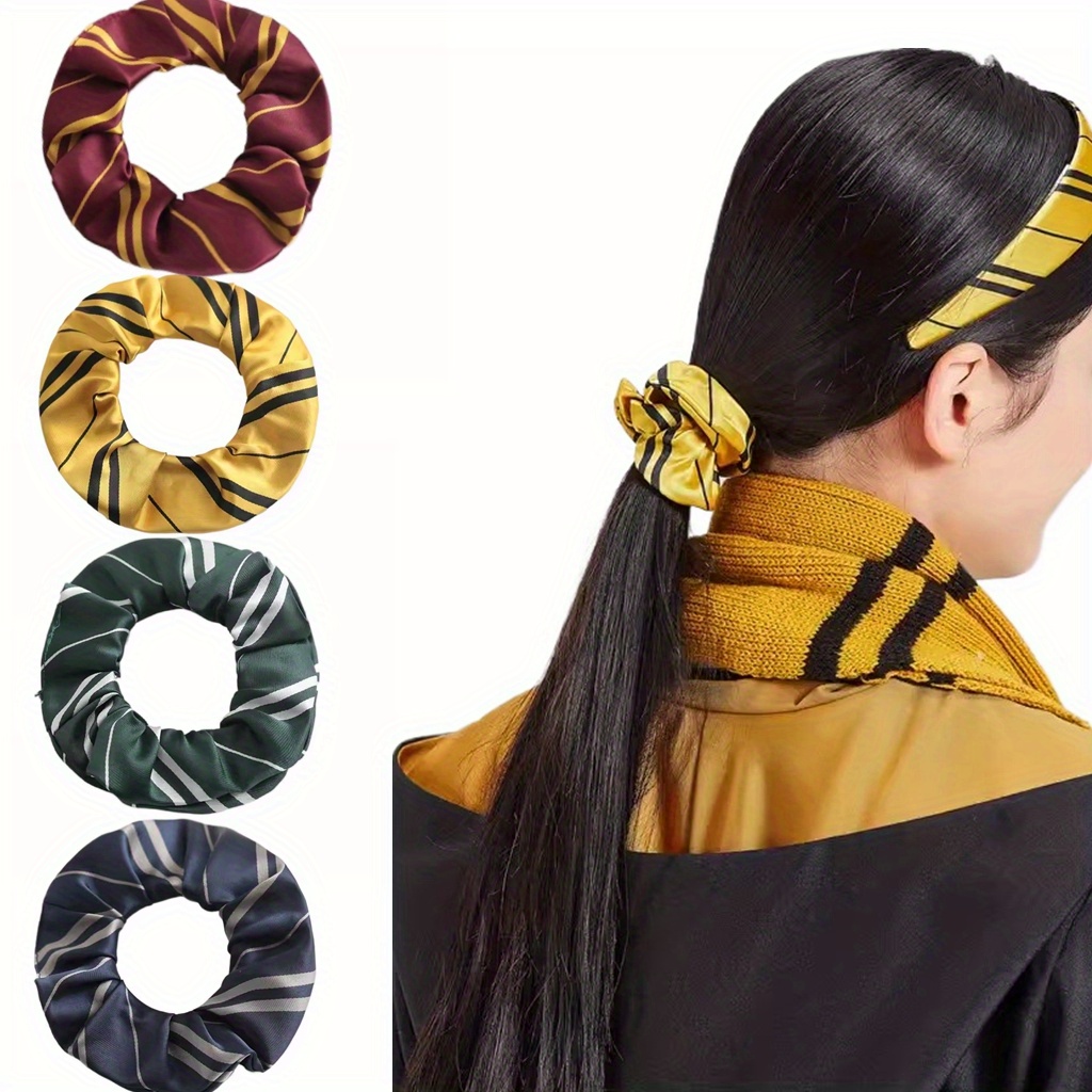 

Women's Satin Hair Scrunchies - Imitation Silk Elastic Hair Bands, Striped Plaid Design, Cosplay Hair Accessories, Cute Sweet Style, 14+ Age Group, Single Pack