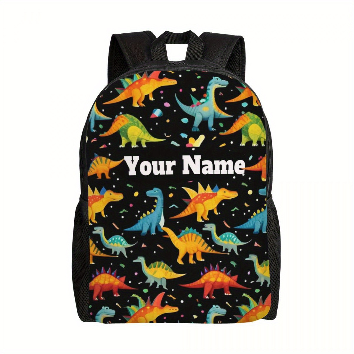 

Personalized Dinosaur Themed School Backpack, Personalize Your Own Message Teenagers Shoulder Bag, Customized Laptop Bag For School, College, Outdoor Activities