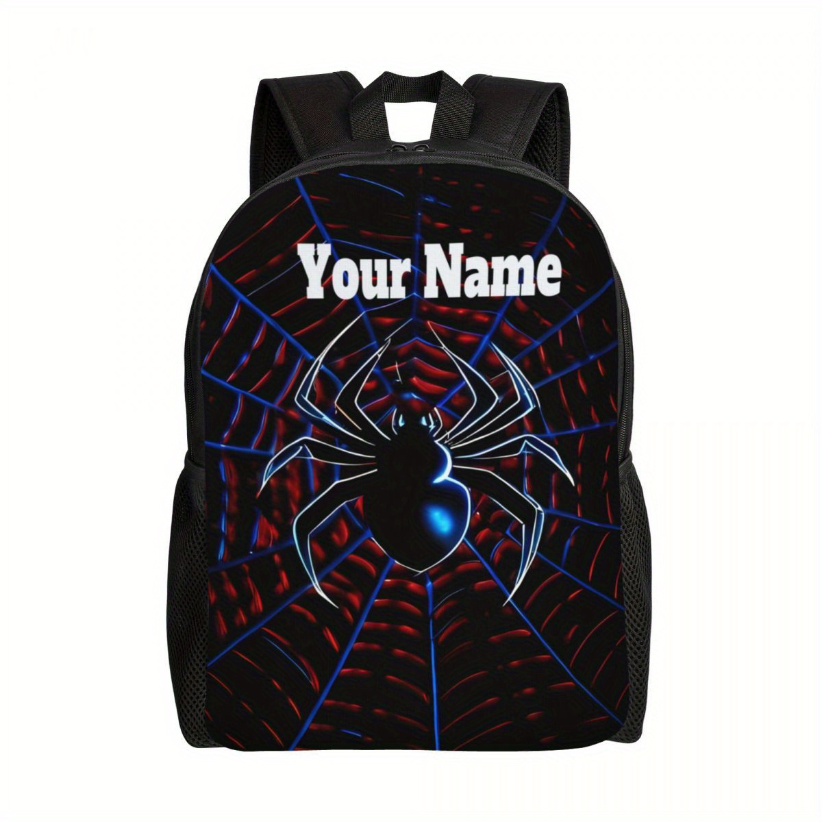 

Custom Name Spider Schoolbag Backpack, Personality Add Your Text Cobwebs For Men Women Teenagers, Lightweight Bookbag Casual Rucksack Laptop Bag For Work