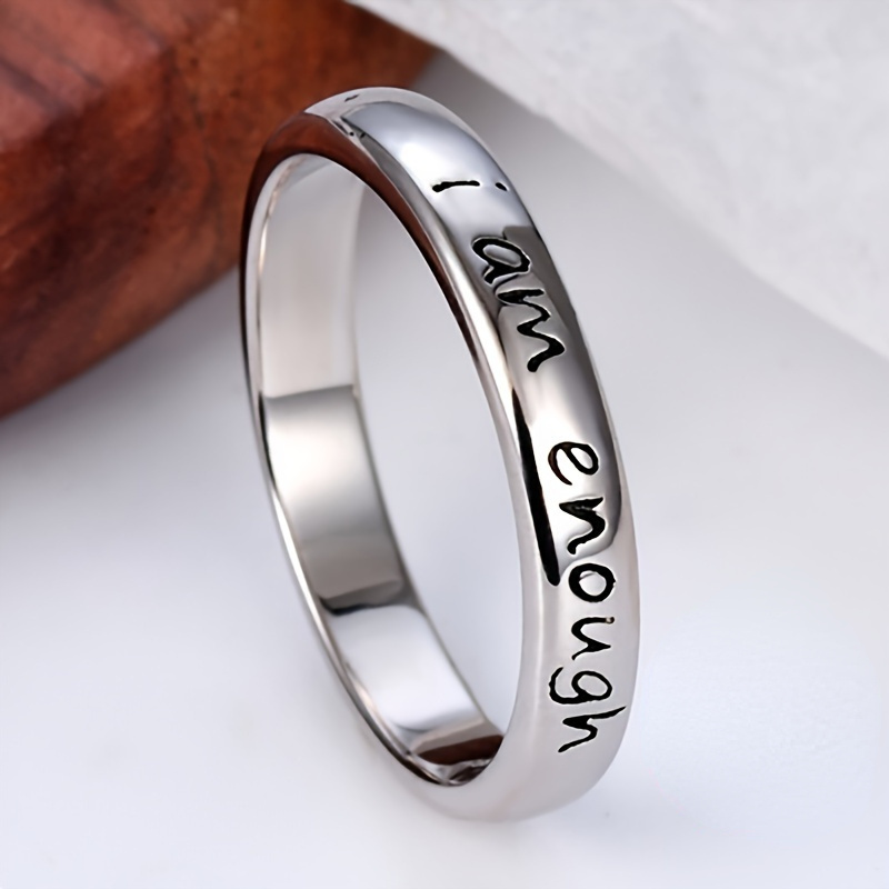 

1pc "i Am Enough" Engraved Ring For Women, Stainless Steel, Inspirational Motto, No , For , , Gift-ready