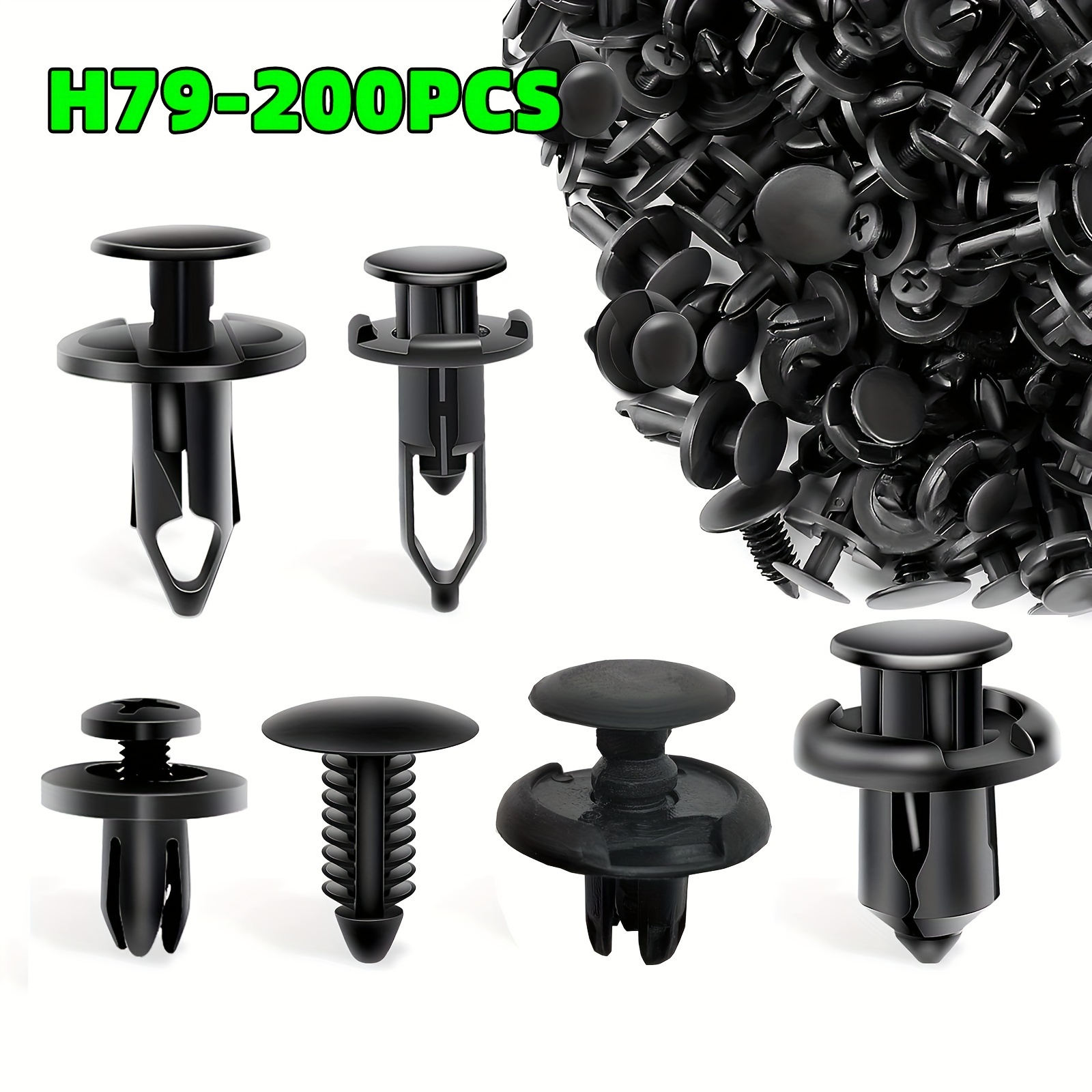 TEMU 200pcs, Car Fixed Clamp 6mm7mm8mm9mm10mm 6 Types, Car Bumper Fender Fender Leaf Board Trunk Plastic Expansion Through Spike Screw Clip Clip