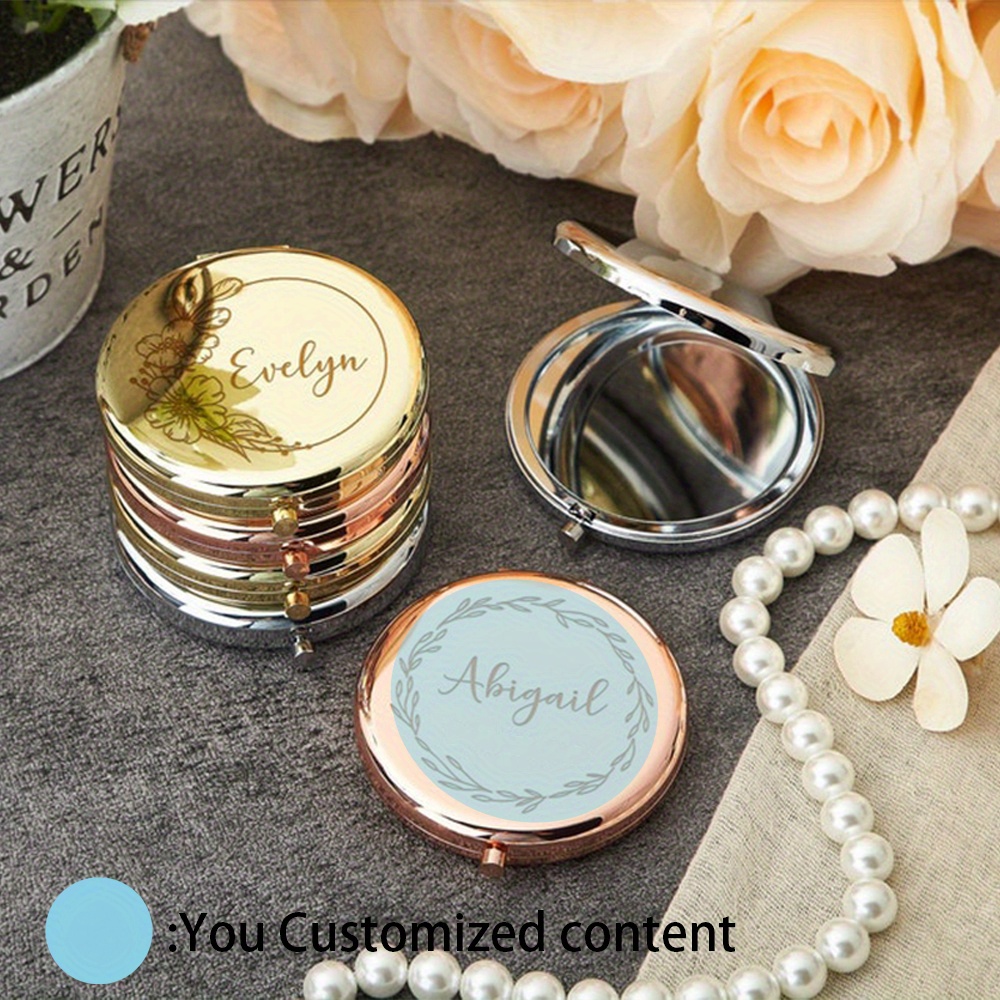 

1pc Elegant Personalized Compact Mirror - Custom Engraved Pocket Makeup Mirror, Stainless Steel, Ideal For Bridesmaid, Bridal Party, Hen Party Favors, Teacher Appreciation, Mother's Day Gift