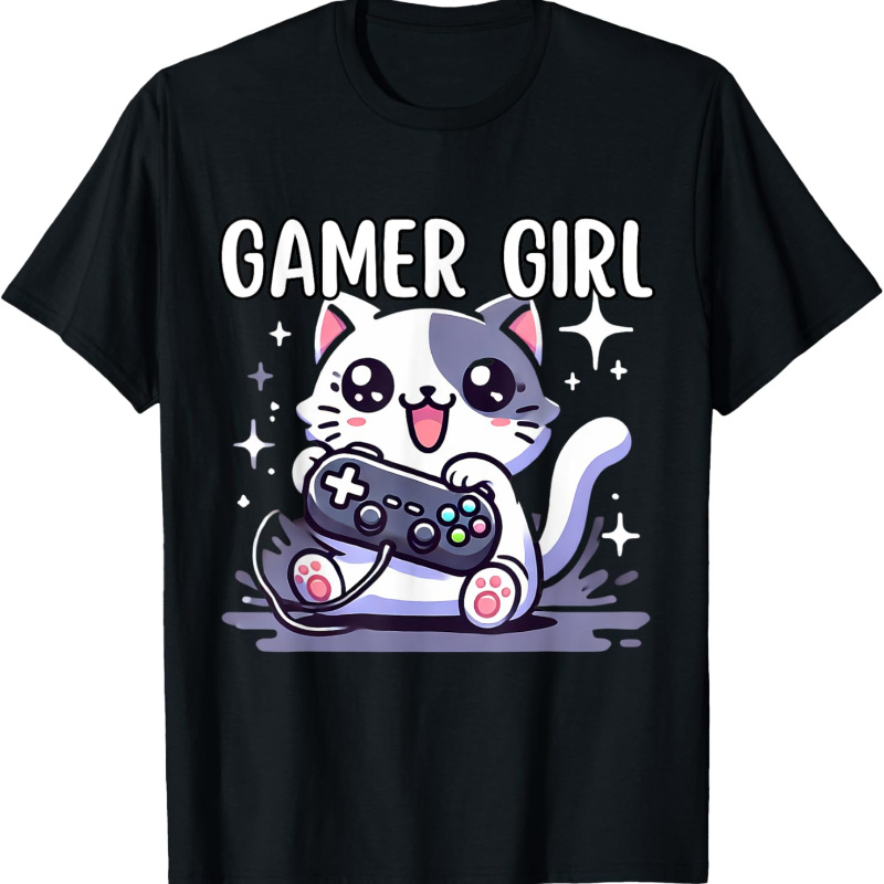 

Gamer Girl Cat Gaming Cute Video Game Women Girls T-shirt
