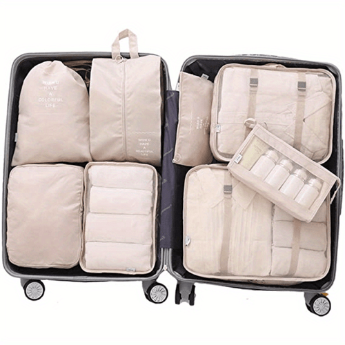 8 pcs solid color luggage bag sets lightweight versatile organizers packaging cubes
