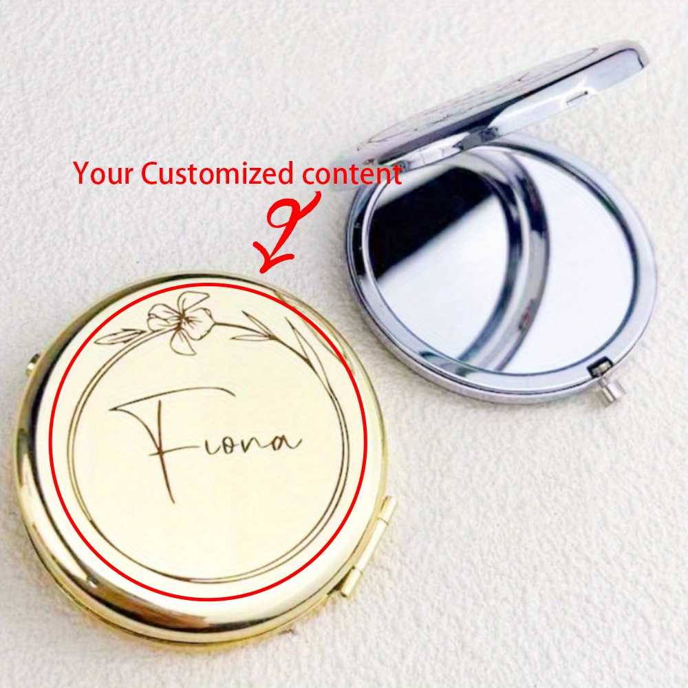 

Personalized Stainless Steel Makeup Mirror - Elegant Pocket-sized Design For Bridesmaids, Birthdays, Bachelorette Parties & More - Perfect Gift For Her