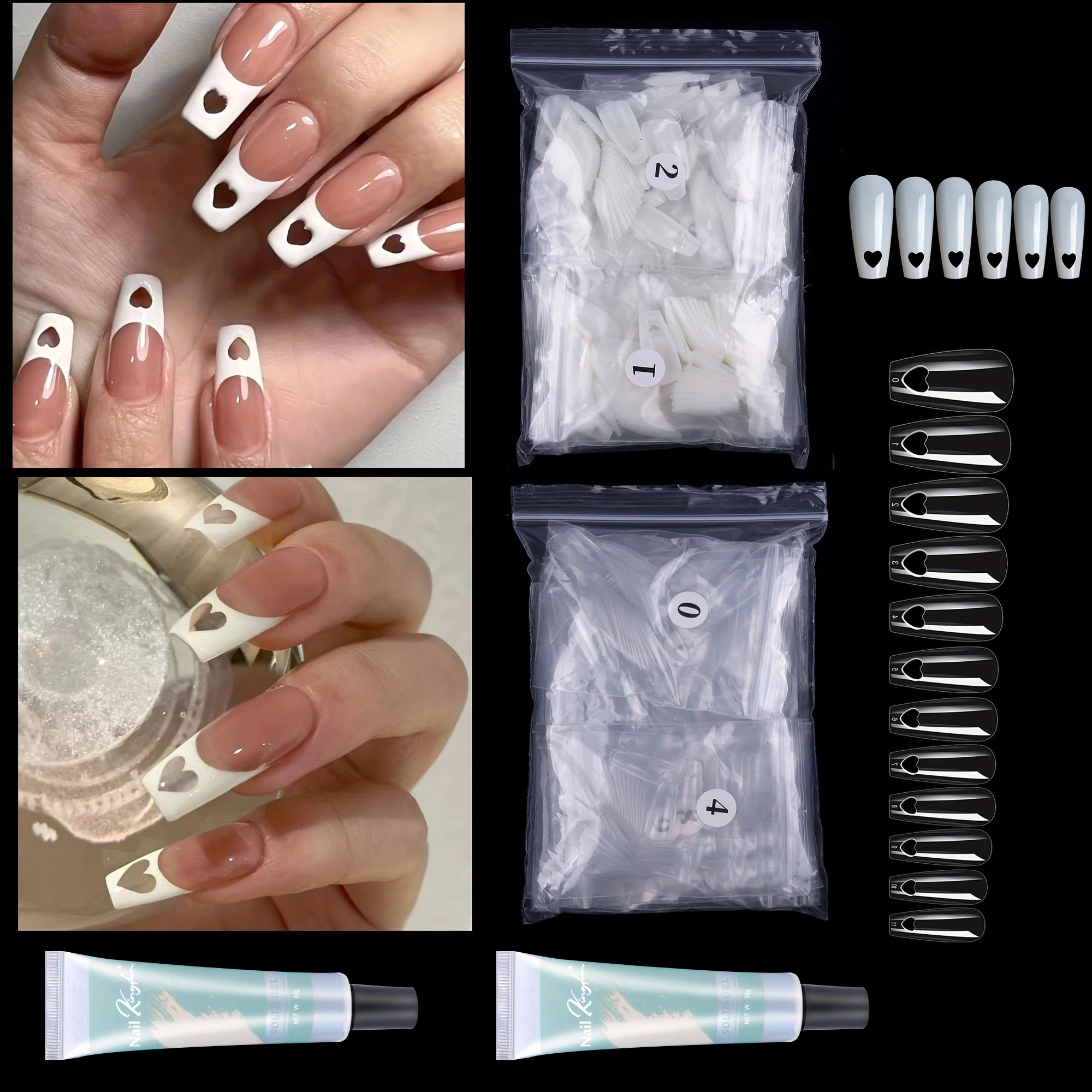 

1008pcs Long Art Gel Toenailsclear Toenails For Women Toenails Dly Art